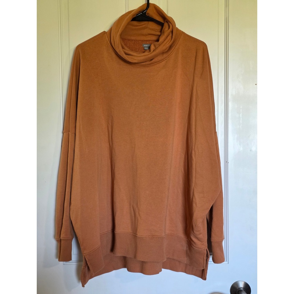 Aerie Oversized Cowl Neck Sweatshirt Rust Orange Pullover Large Sweatshirt